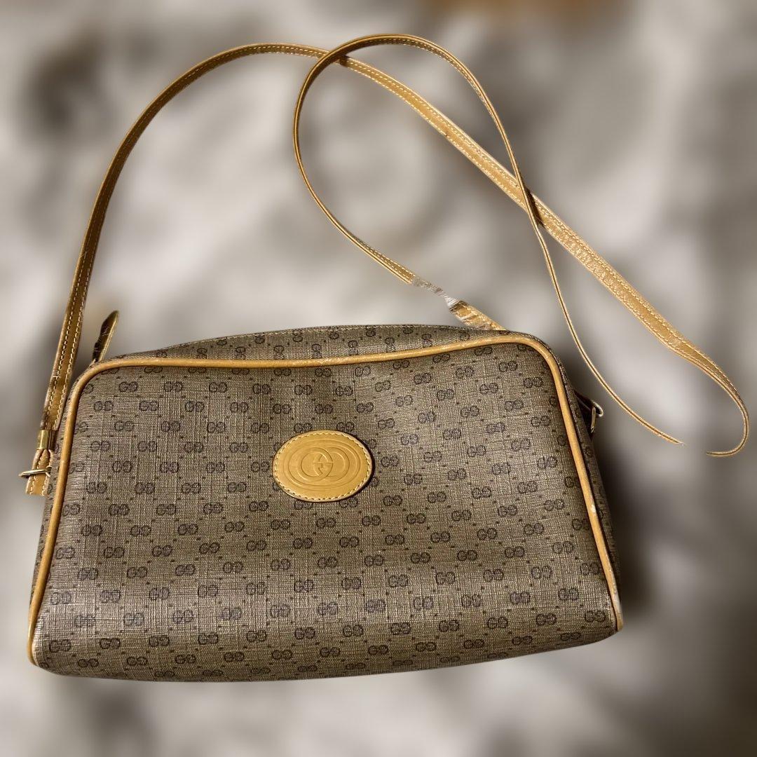 Gucci ショルダーバッグ　オールドグッチ　キャメル