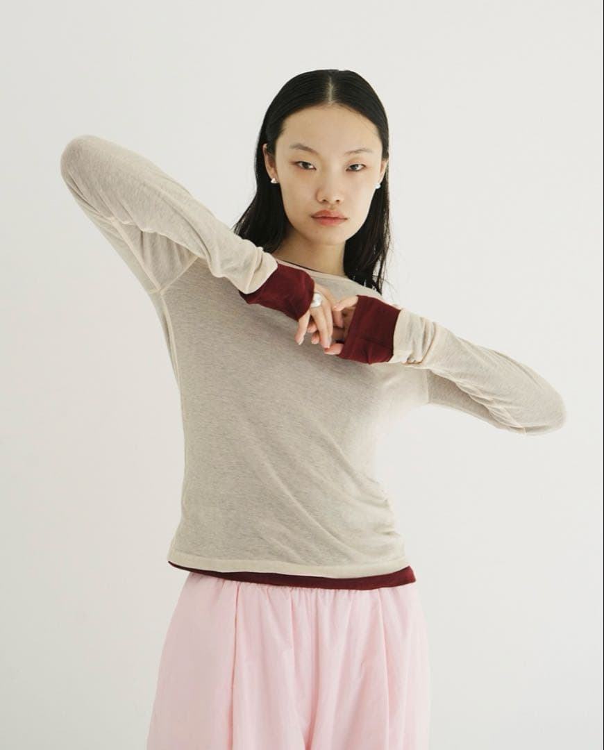 新品タグ付き　CLANE SHEER LAYERED CUT TOPS