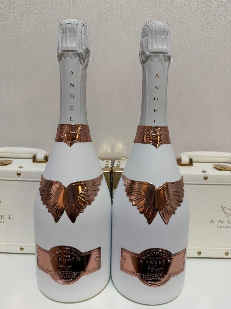 エンジェルシャンパン ブリュット ロゼホワイト 2本セット 専用ケース付き