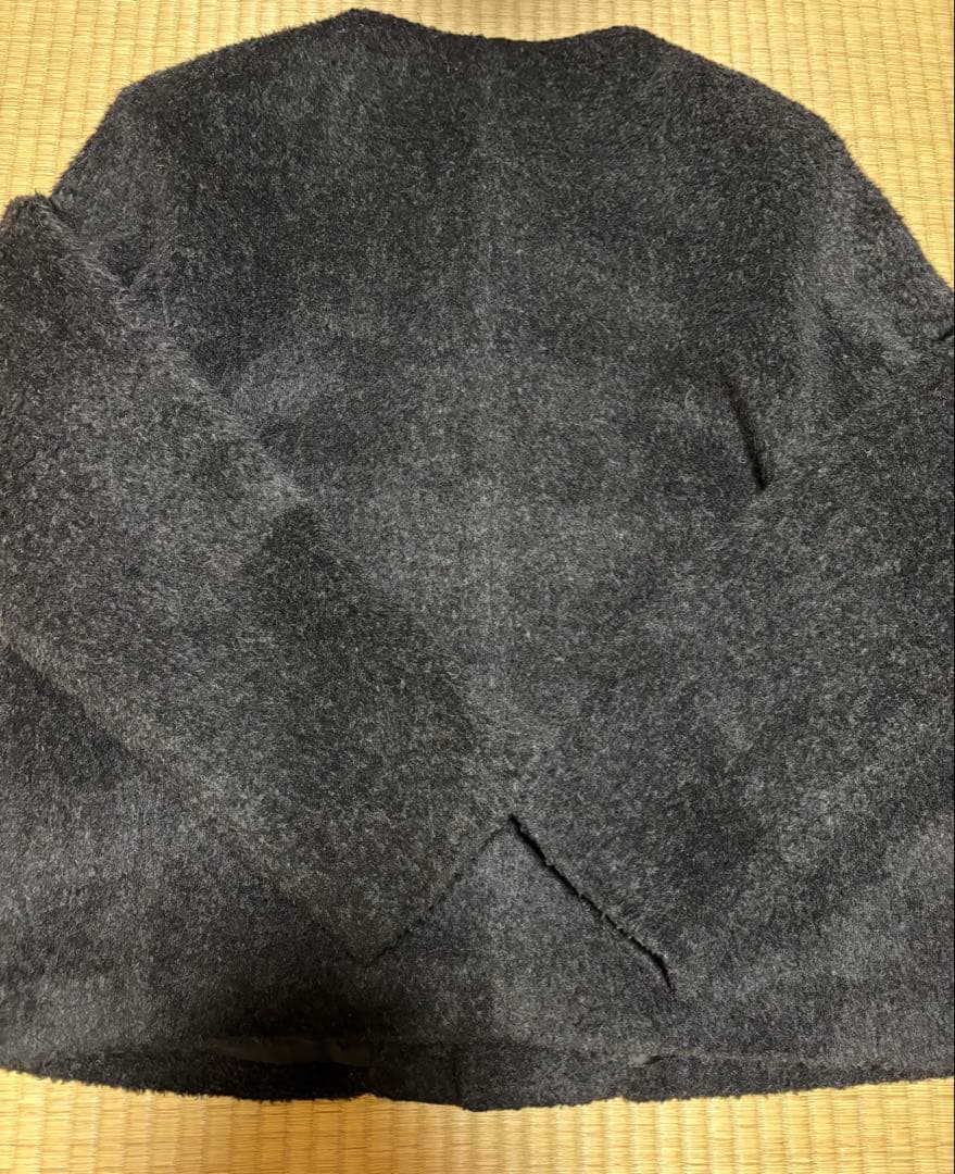Fekete ノーカラーウールシャギージャケット　黒　S