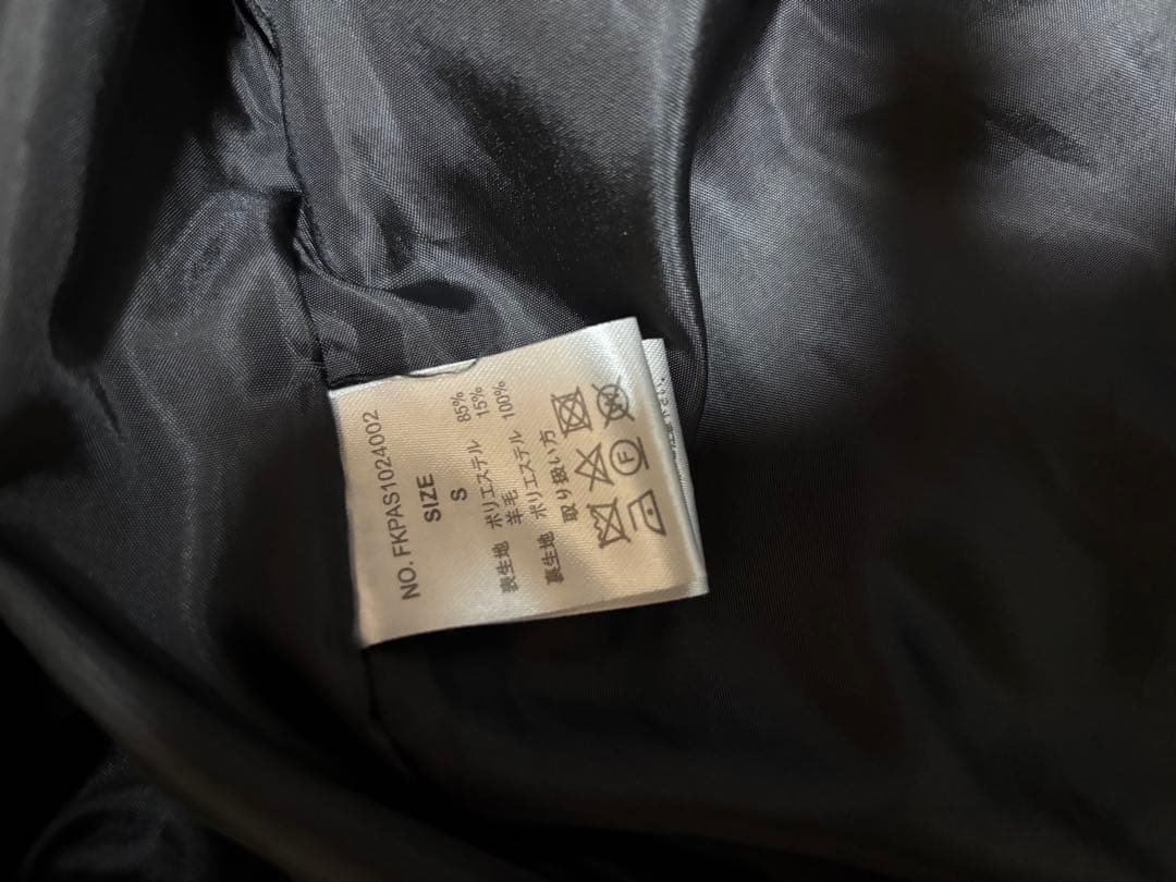 Fekete ノーカラーウールシャギージャケット　黒　S