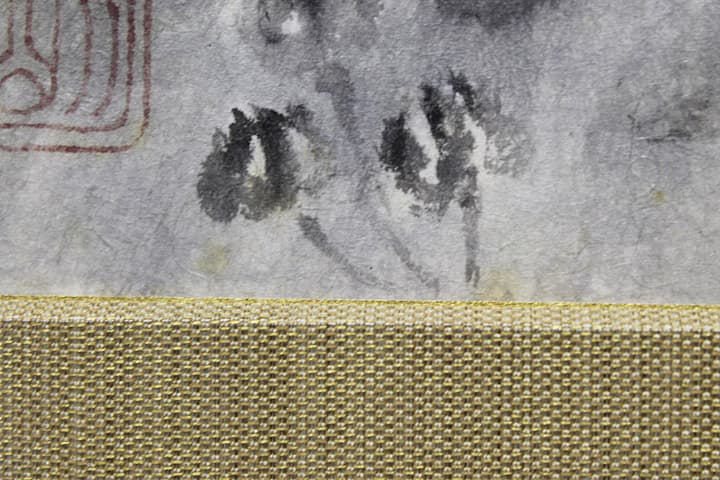 穐月明【芙蓉花】 水墨画 6号 共シール有り