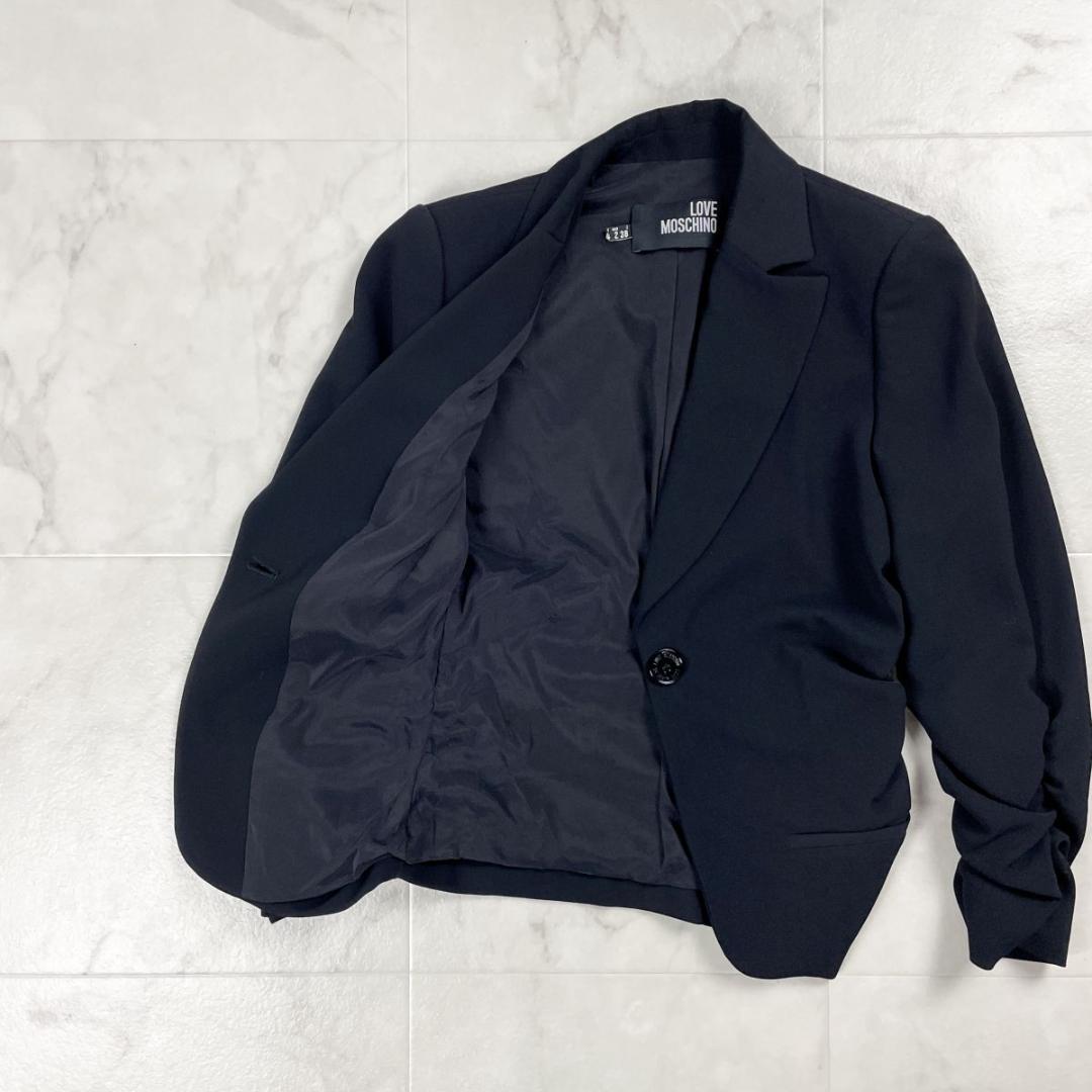 美品 ラブモスキーノ ギャザーデザインジャケット 黒 サイズXXS*JD861