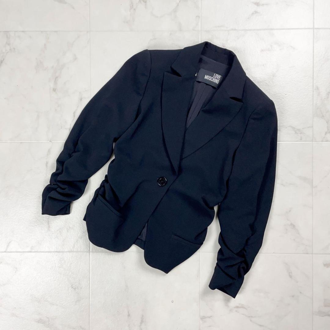 美品 ラブモスキーノ ギャザーデザインジャケット 黒 サイズXXS*JD861