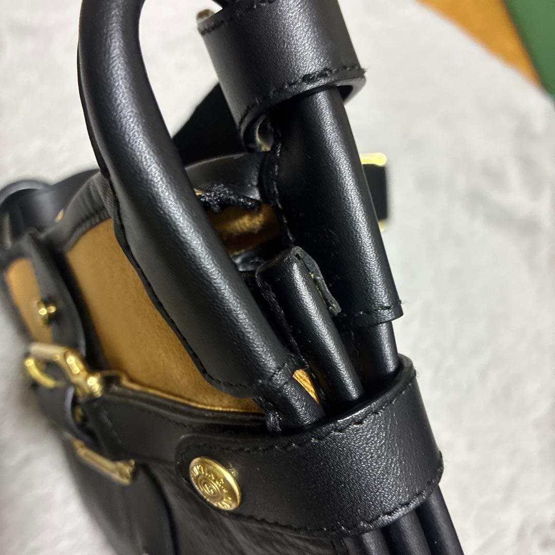 HUNTINGWORLDレザーショルダーバッグ 黒とイエロー