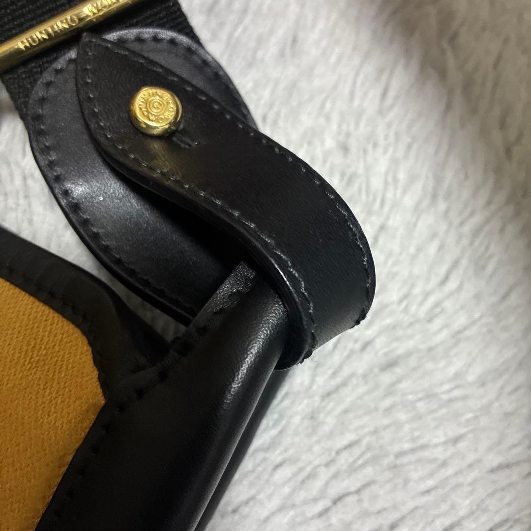 HUNTINGWORLDレザーショルダーバッグ 黒とイエロー