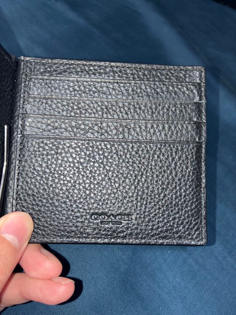 値下げ　コーチ　coach 本革マネークリップ　直営店購入