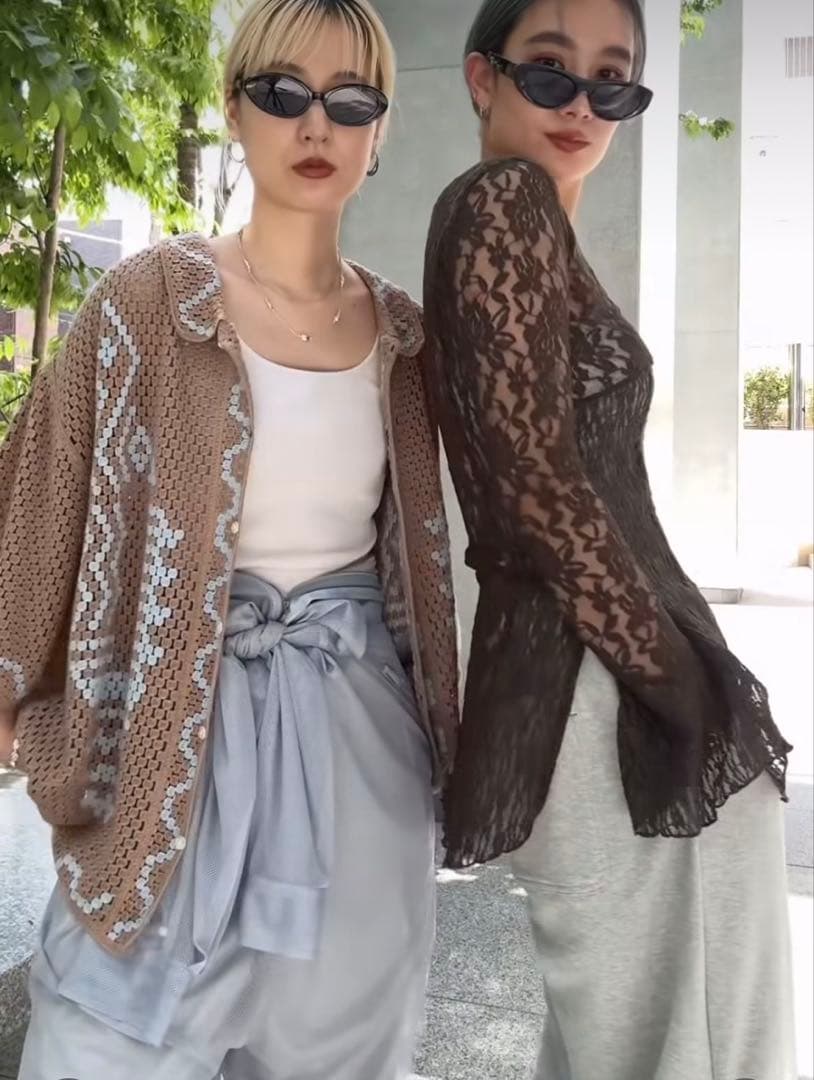 トップス AMERI VINTAGE COMBINATION LACE TOP