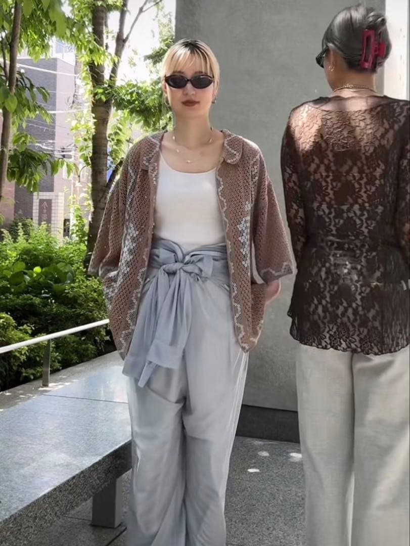 トップス AMERI VINTAGE COMBINATION LACE TOP