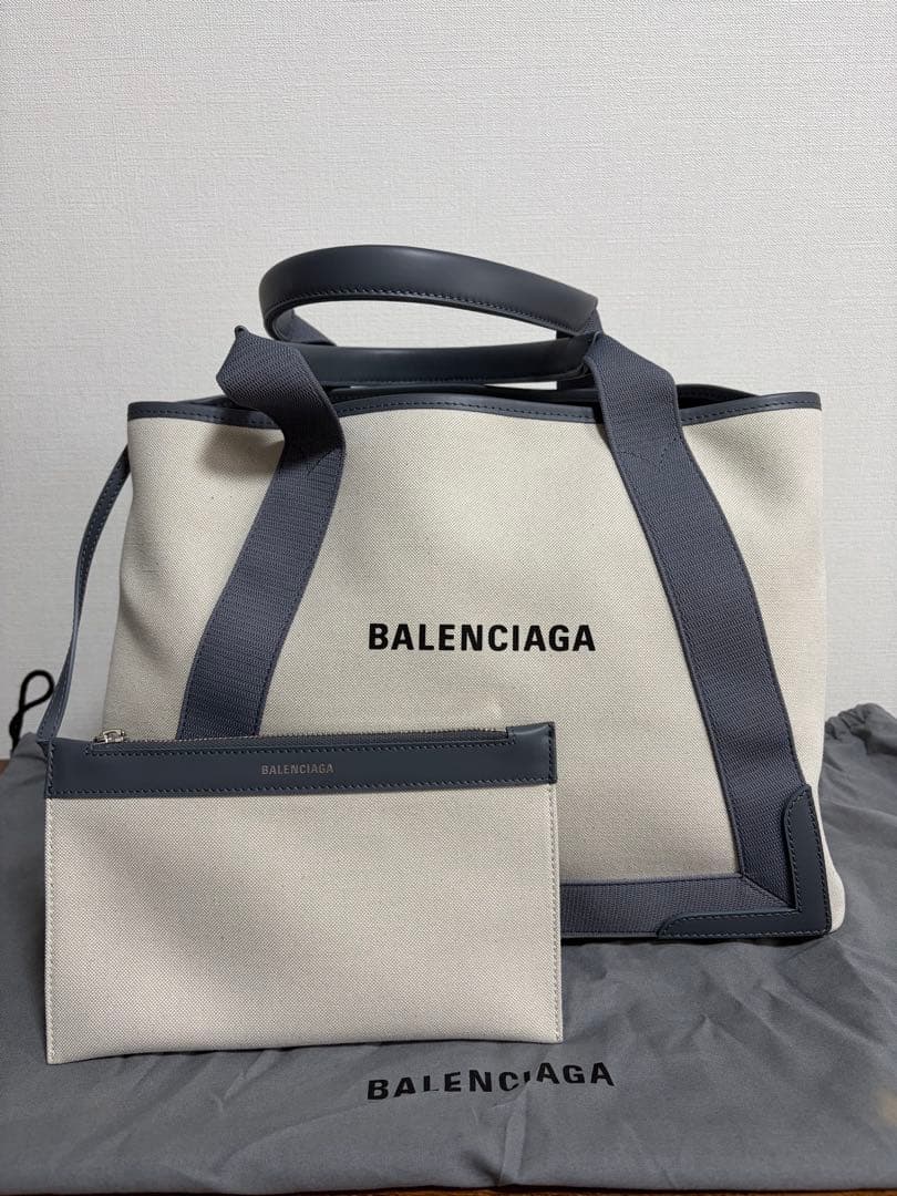 BALENCIAGA バレンシアガ トートバッグ アイボリー グレー ポーチ付き