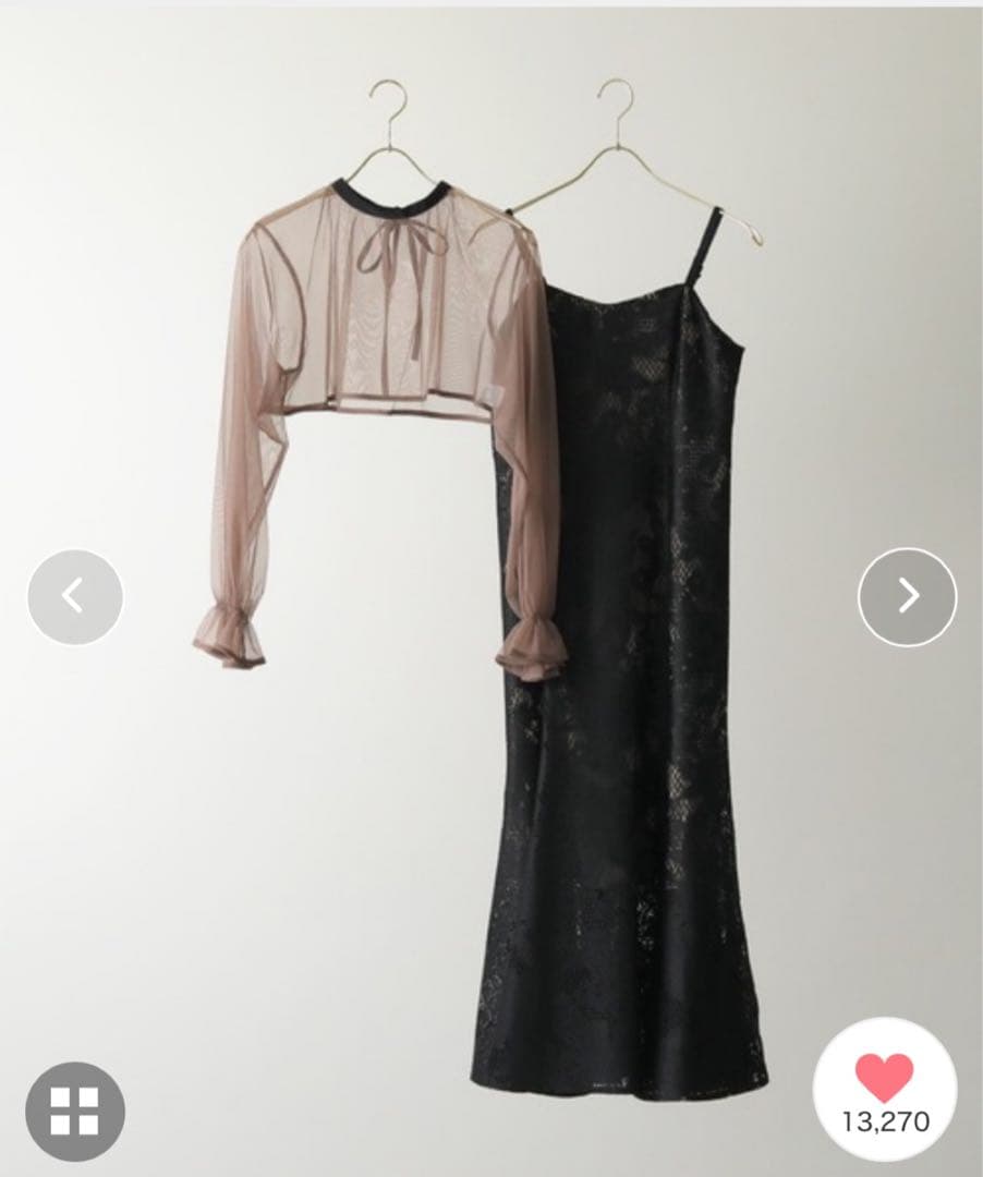 3wayシフォンボレロ&レースキャミドレス 結婚式 ワンピース　Ｌサイズ　黒