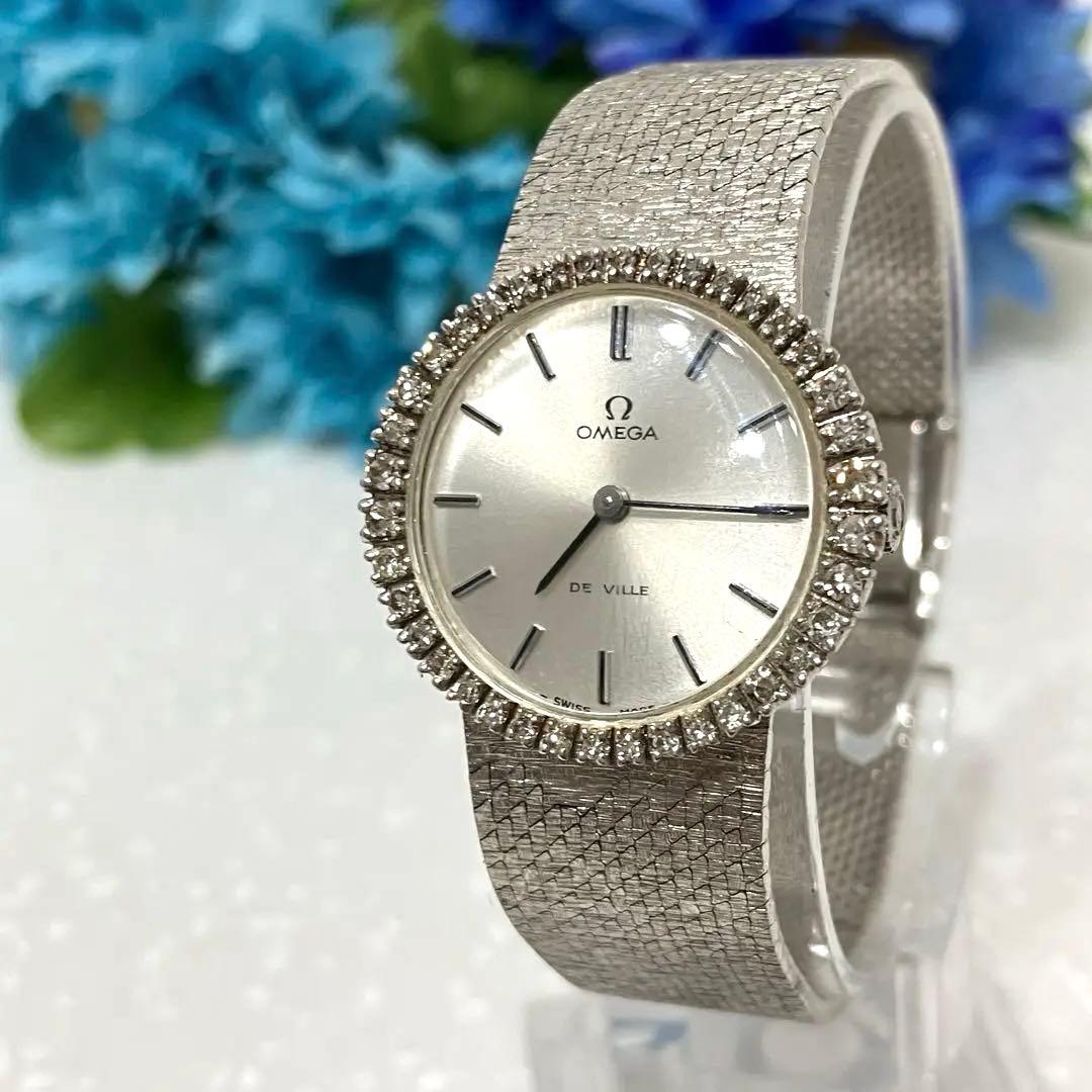 OMEGA De Ville ダイヤモンドベゼル　シルバー 手巻き時計　稼働品