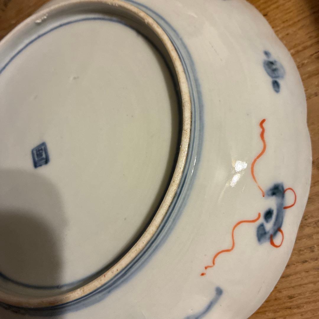 古伊万里風　和風模様の波型皿4枚セット