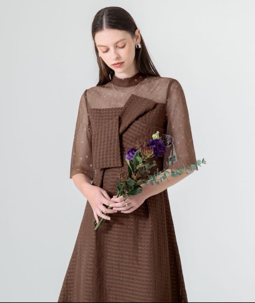 【LEJA】【定価21,700円】ビスチェ風切り替え　ワッフル生地ドレス