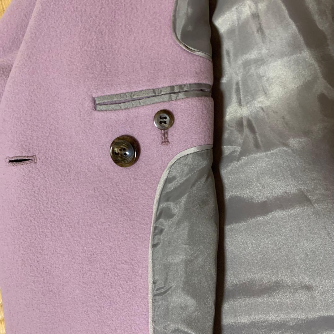 SLOBE IENA SUPER100 モッサVネックコート くすみピンク