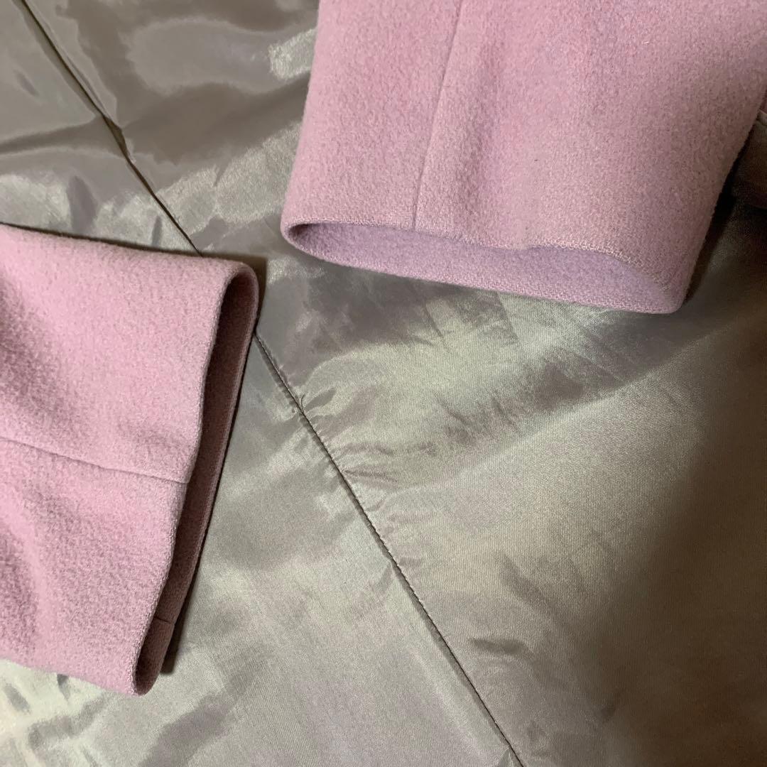 SLOBE IENA SUPER100 モッサVネックコート くすみピンク