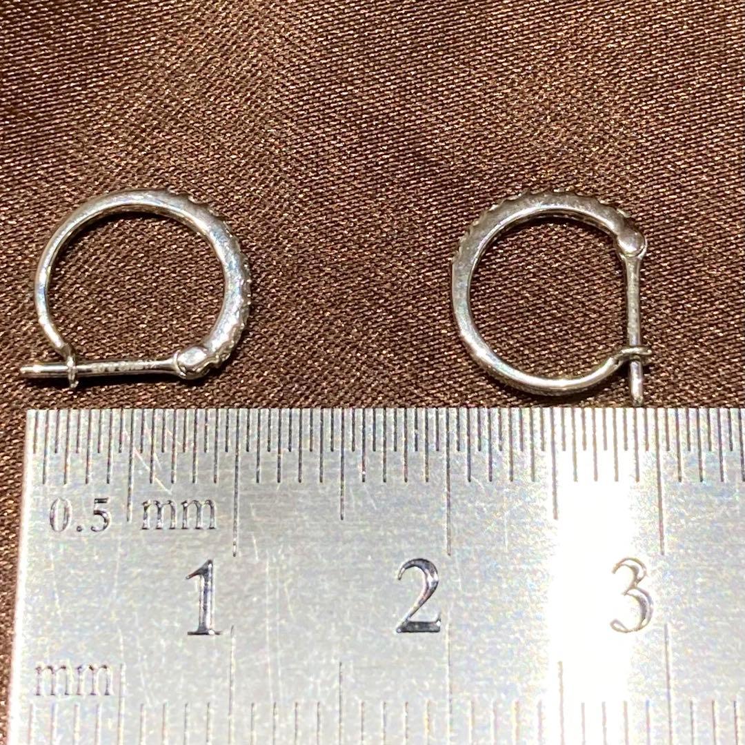 【新品未使用】K18WG 天然ダイヤモンド　フープピアス