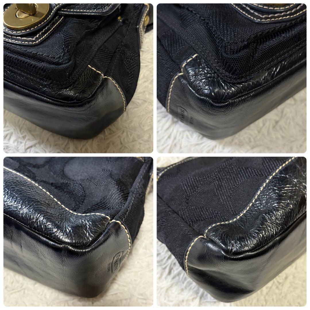 【美品】コーチ　レガシー　ワンショルダーバッグ　シグネチャー　ターンロック　黒