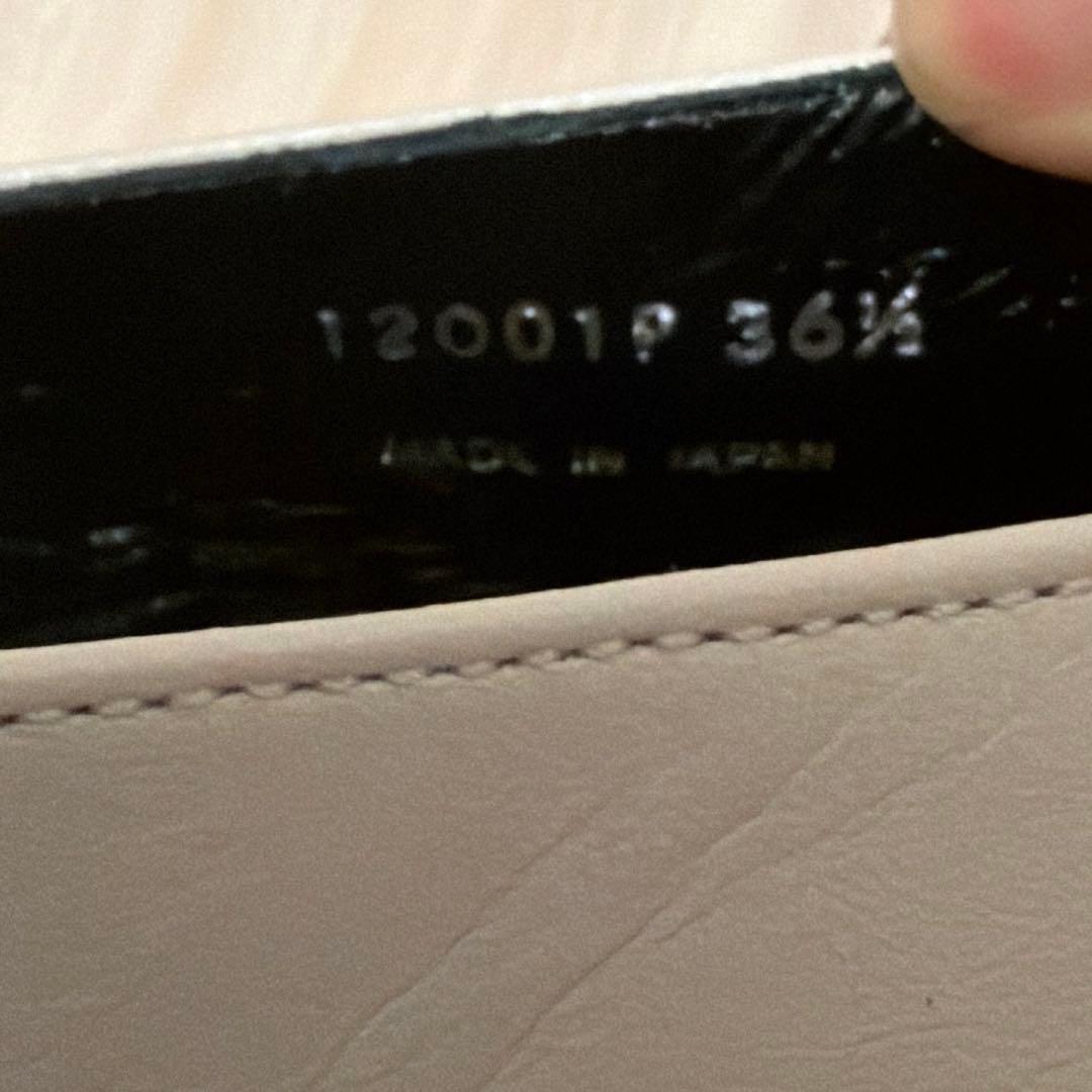 靴 SHISEI POINTED U PUMPS WHITE BLACK 36.5