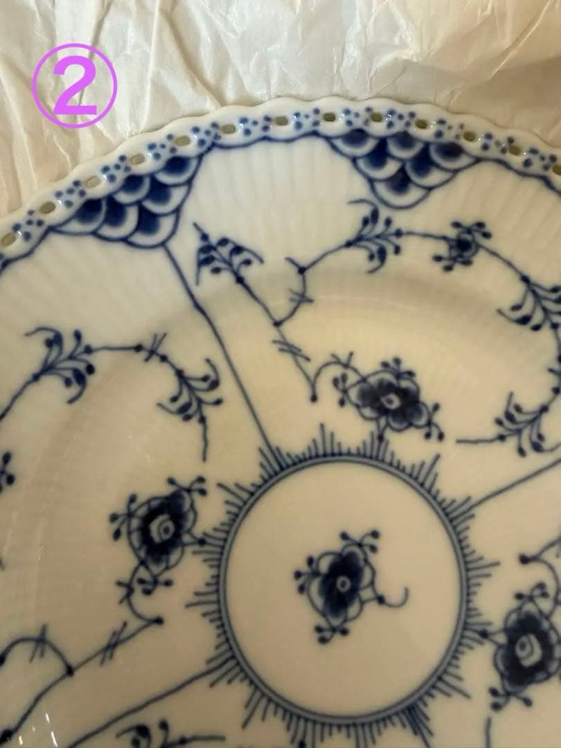   ブルーフルーテッド皿 2枚セット