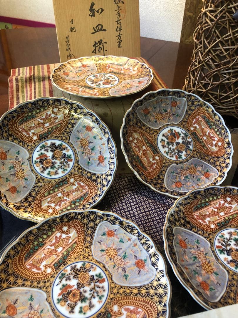 日肥製 古伊万里陶器皿 5枚セット