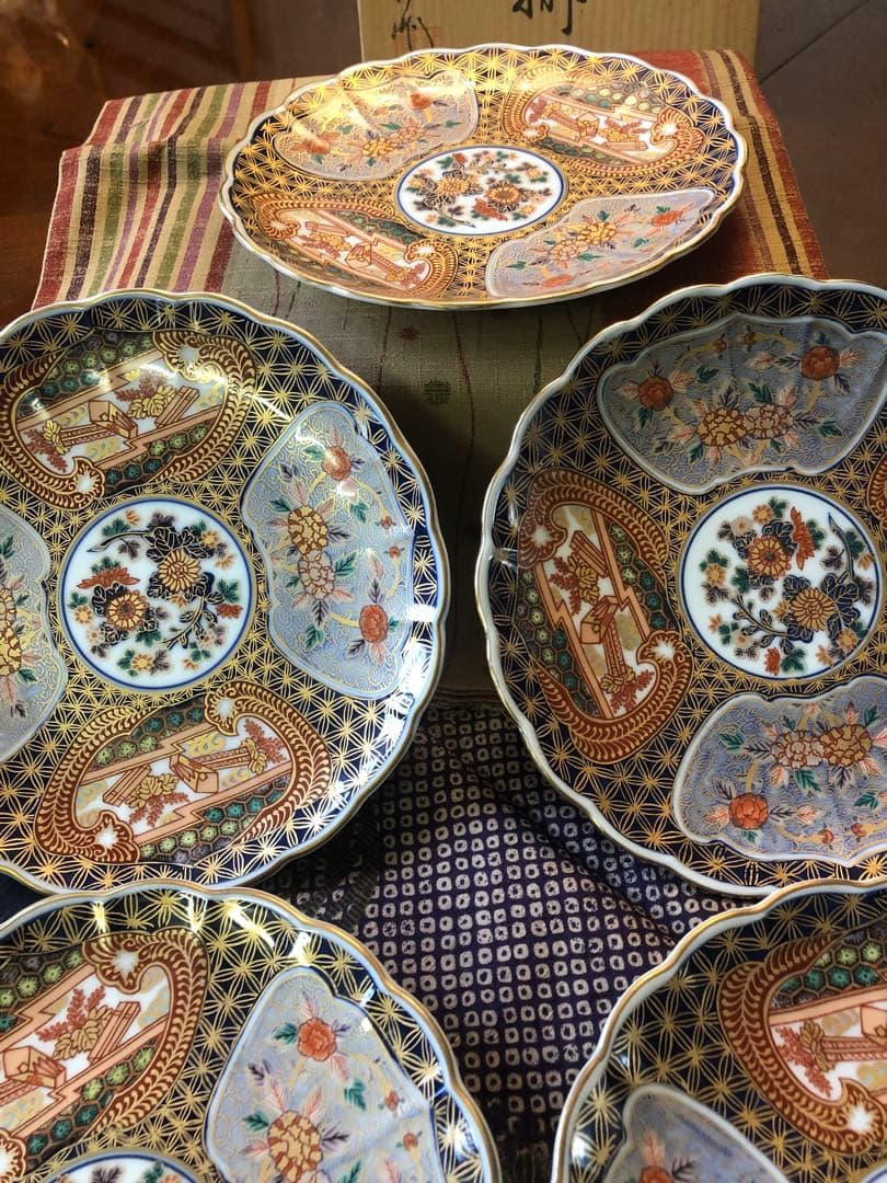 日肥製 古伊万里陶器皿 5枚セット