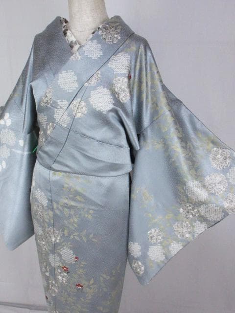 着用少ない！美品＊絞り＊刺繡＊ブルーグレー＊豪華＊訪問着＊１６０ｃｍ＊裄６５