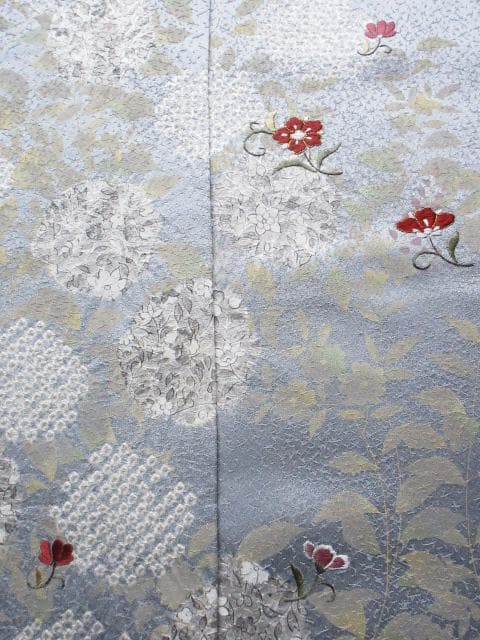 着用少ない！美品＊絞り＊刺繡＊ブルーグレー＊豪華＊訪問着＊１６０ｃｍ＊裄６５