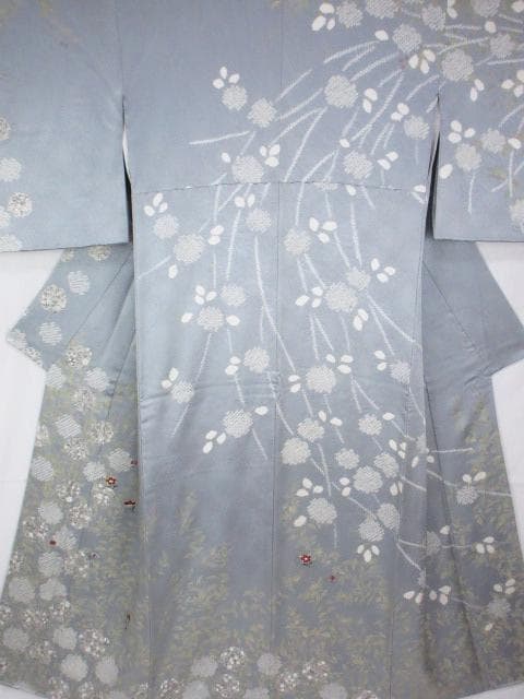 着用少ない！美品＊絞り＊刺繡＊ブルーグレー＊豪華＊訪問着＊１６０ｃｍ＊裄６５
