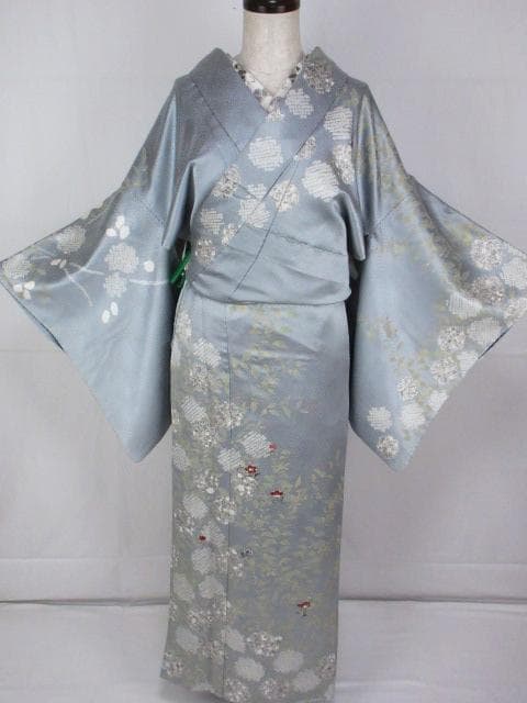 着用少ない！美品＊絞り＊刺繡＊ブルーグレー＊豪華＊訪問着＊１６０ｃｍ＊裄６５