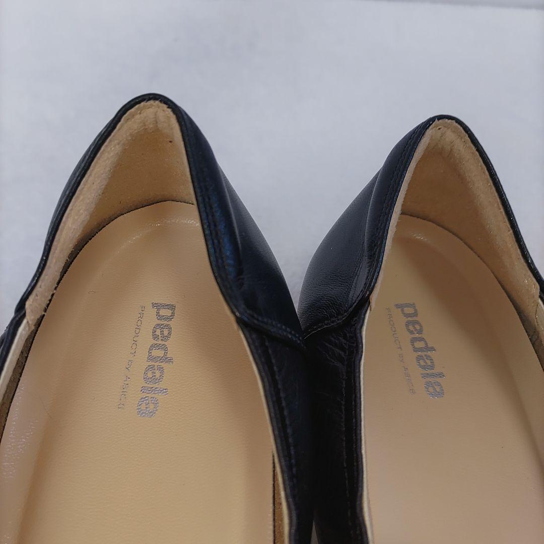 ASICS pedala ペダラ レザー ローファー 黒 フラットシューズ