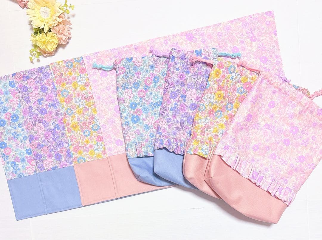 レッスンバッグʚ♥ɞ体操服袋　コップ袋　給食袋ランチマットハンドメイド入園入学