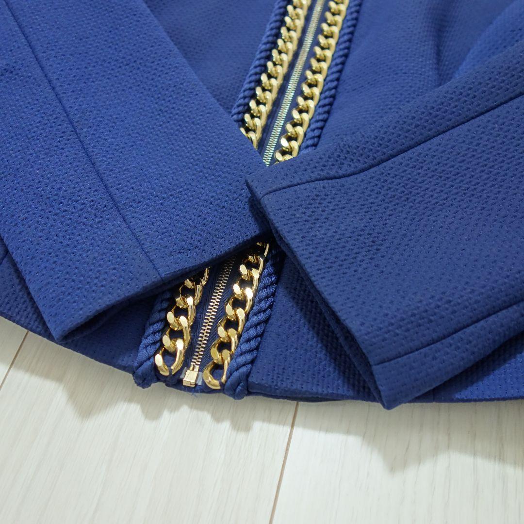 未使用級 エリザベッタフランキ ノーカラージャケット チェーン サイズXL