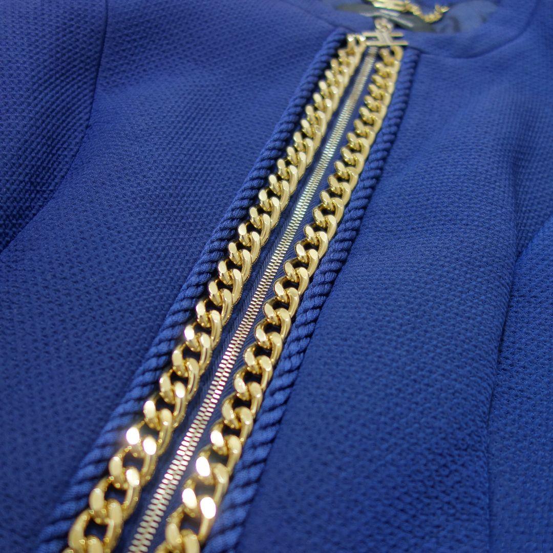 未使用級 エリザベッタフランキ ノーカラージャケット チェーン サイズXL