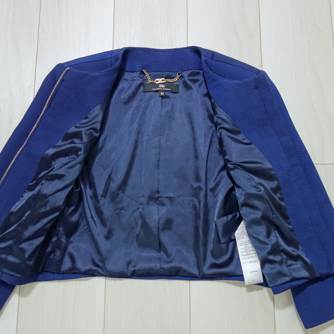 未使用級 エリザベッタフランキ ノーカラージャケット チェーン サイズXL