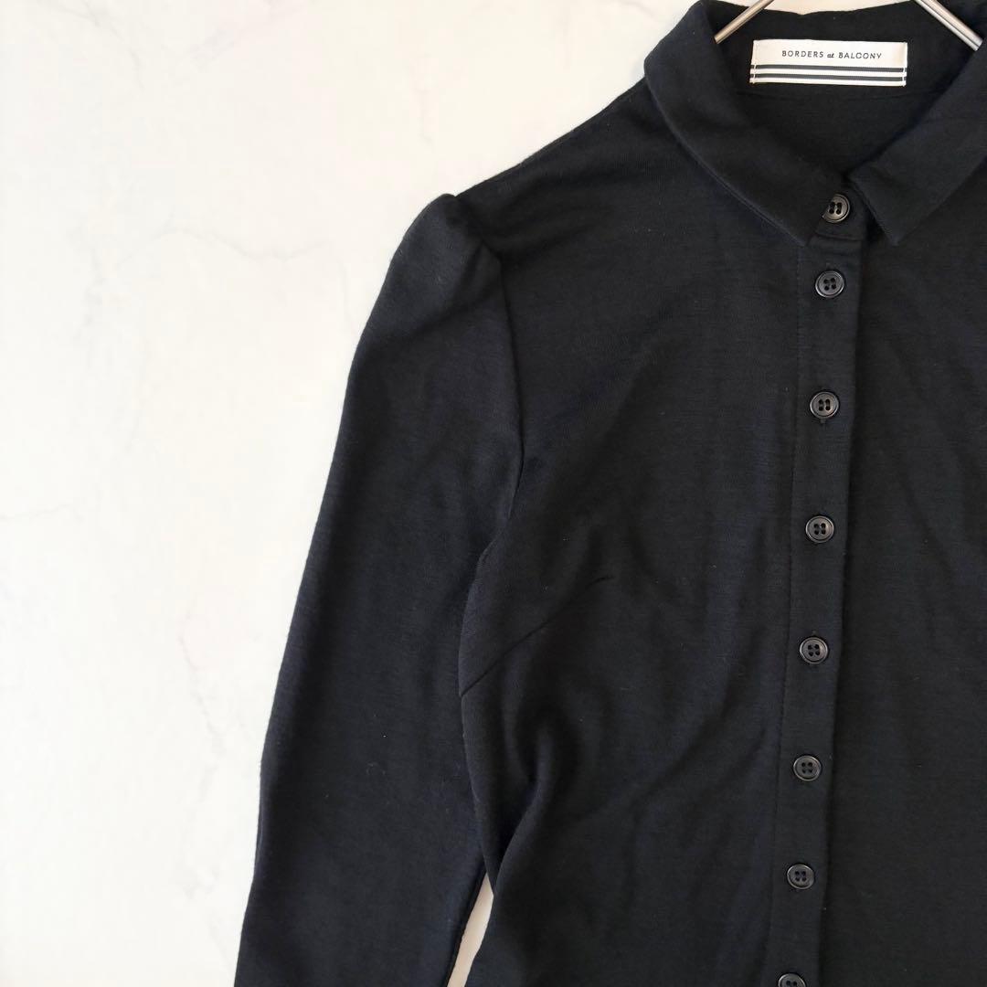 ボーダーズアットバルコニー ウィークエンド シャツ ドレス ワンピース 黒 美品