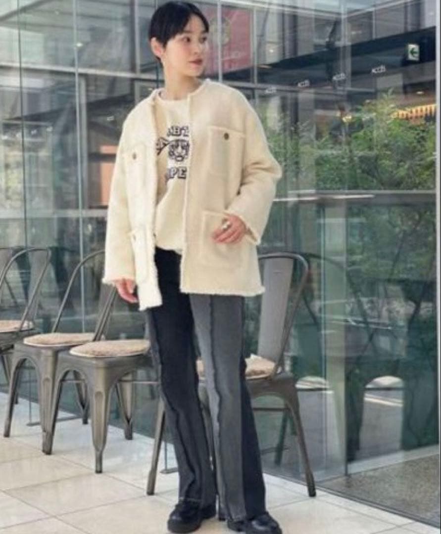 【美品】レサージュ　GIOLICAノーカラーBIGジャケット　ツイード