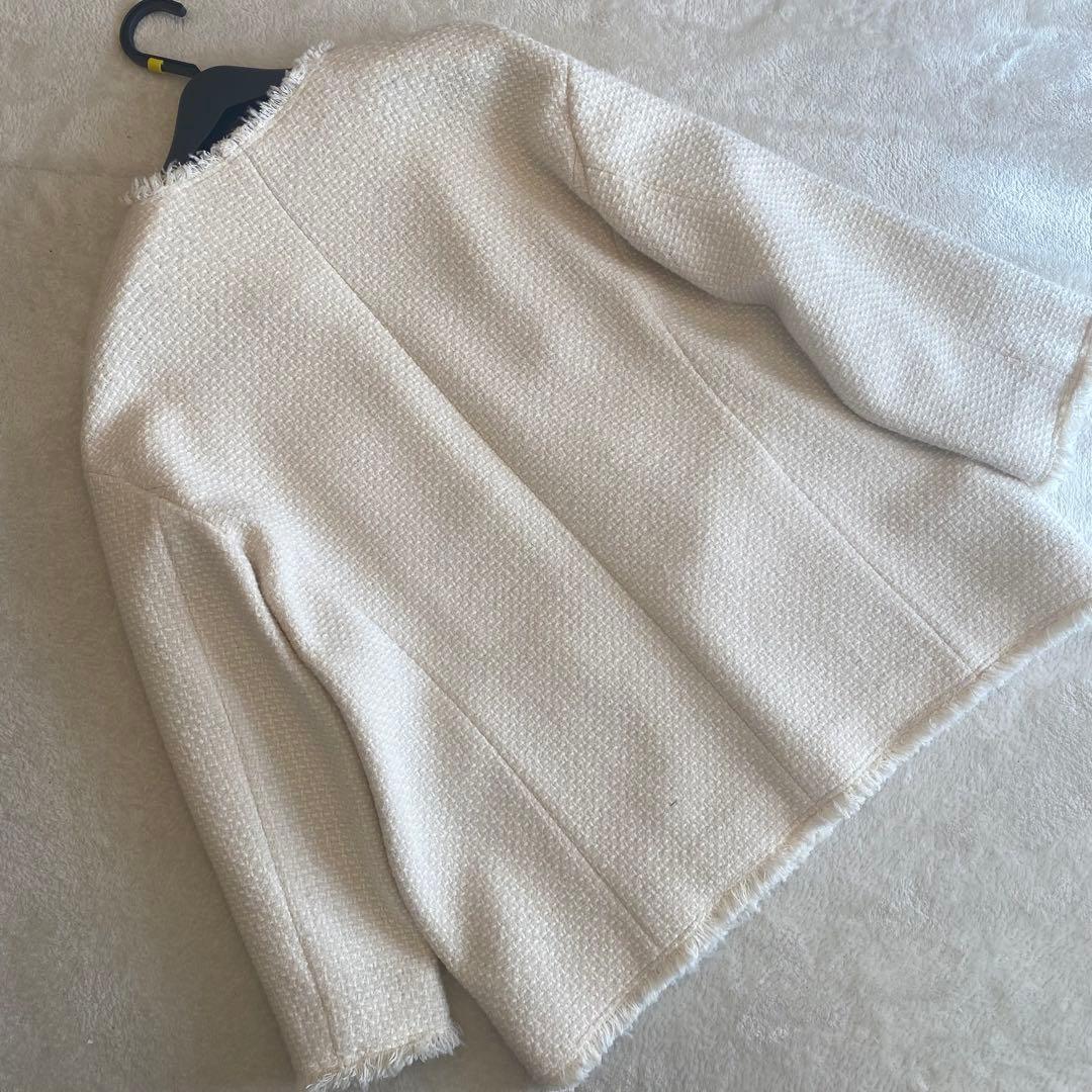 【美品】レサージュ　GIOLICAノーカラーBIGジャケット　ツイード