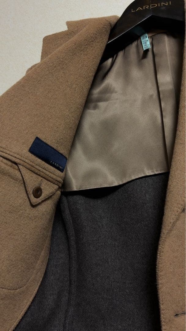 美品 LARDINI チェスターコート上質キャメル混size46キャメルブラウン