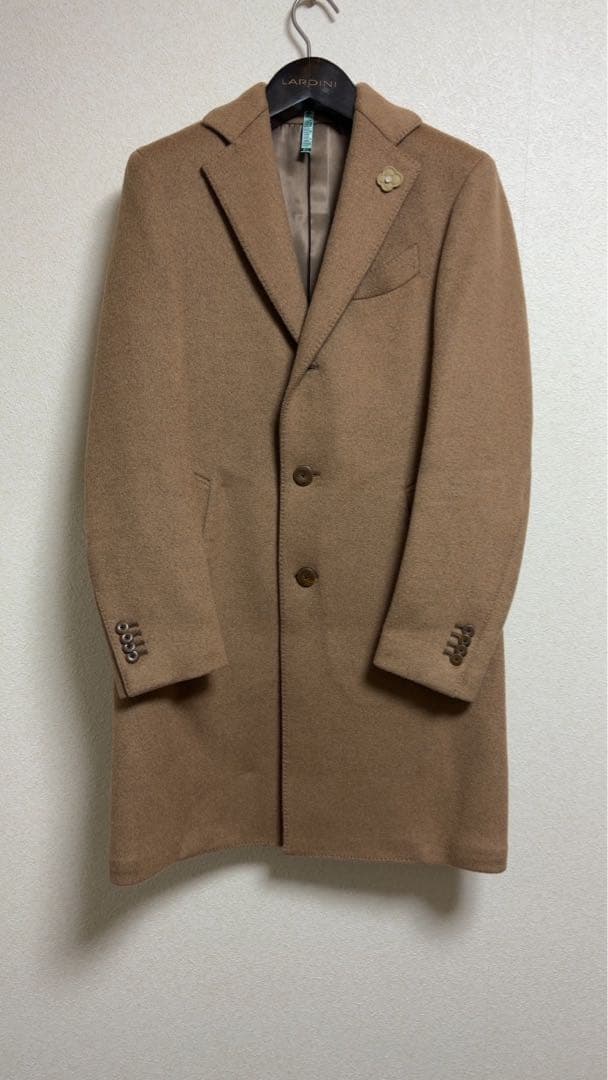 美品 LARDINI チェスターコート上質キャメル混size46キャメルブラウン