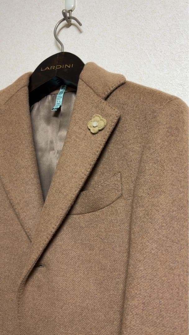 美品 LARDINI チェスターコート上質キャメル混size46キャメルブラウン