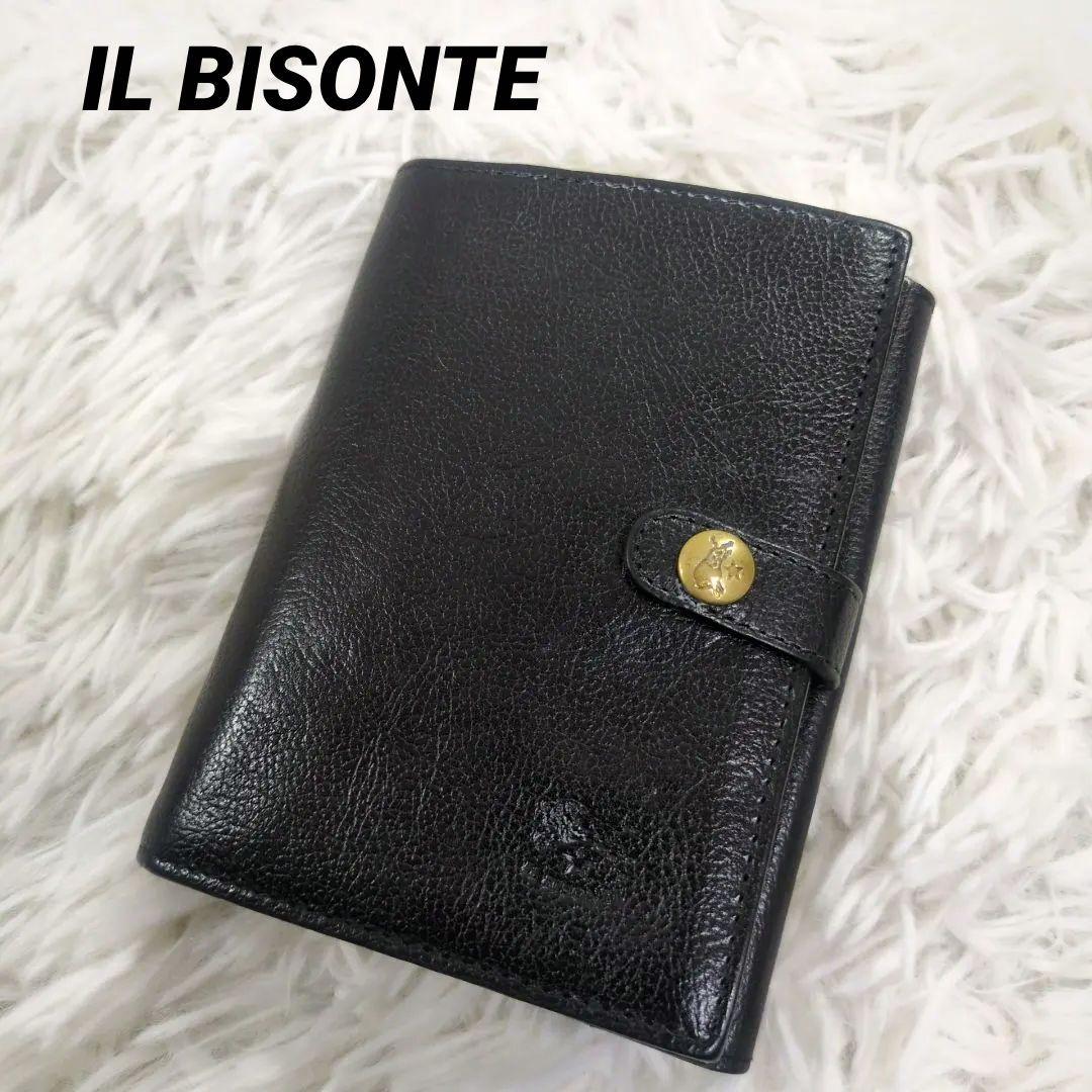 IL BISONTE ミディアムウォレット 黒　金ボタン
