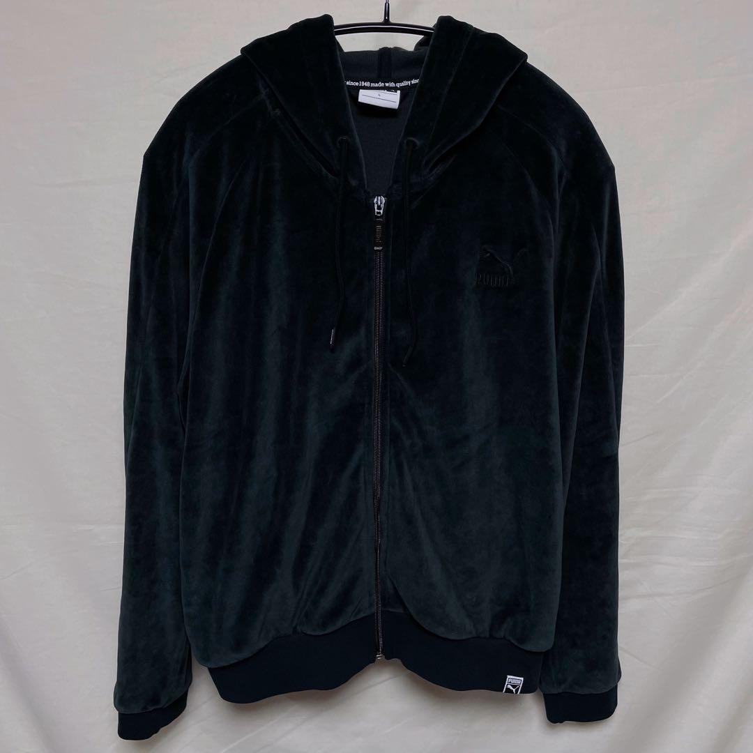 【PUMAプーマ】ベロアトラックジャケット セットアップ 黒ブラック ジャージ