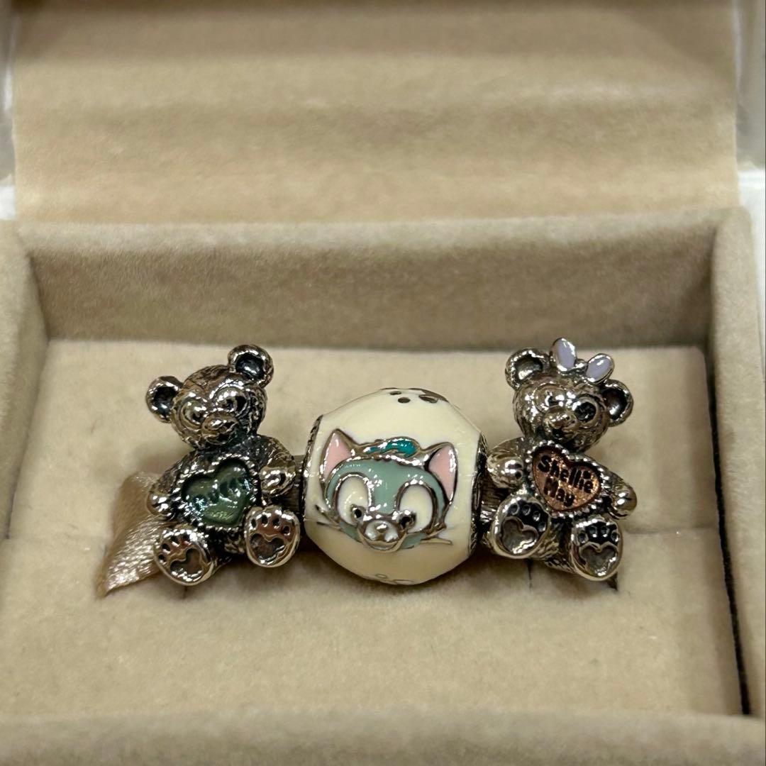 新品　パンドラ　ダッフィー　シェリーメイ　ジェラトーニ　チャーム　純銀　3個