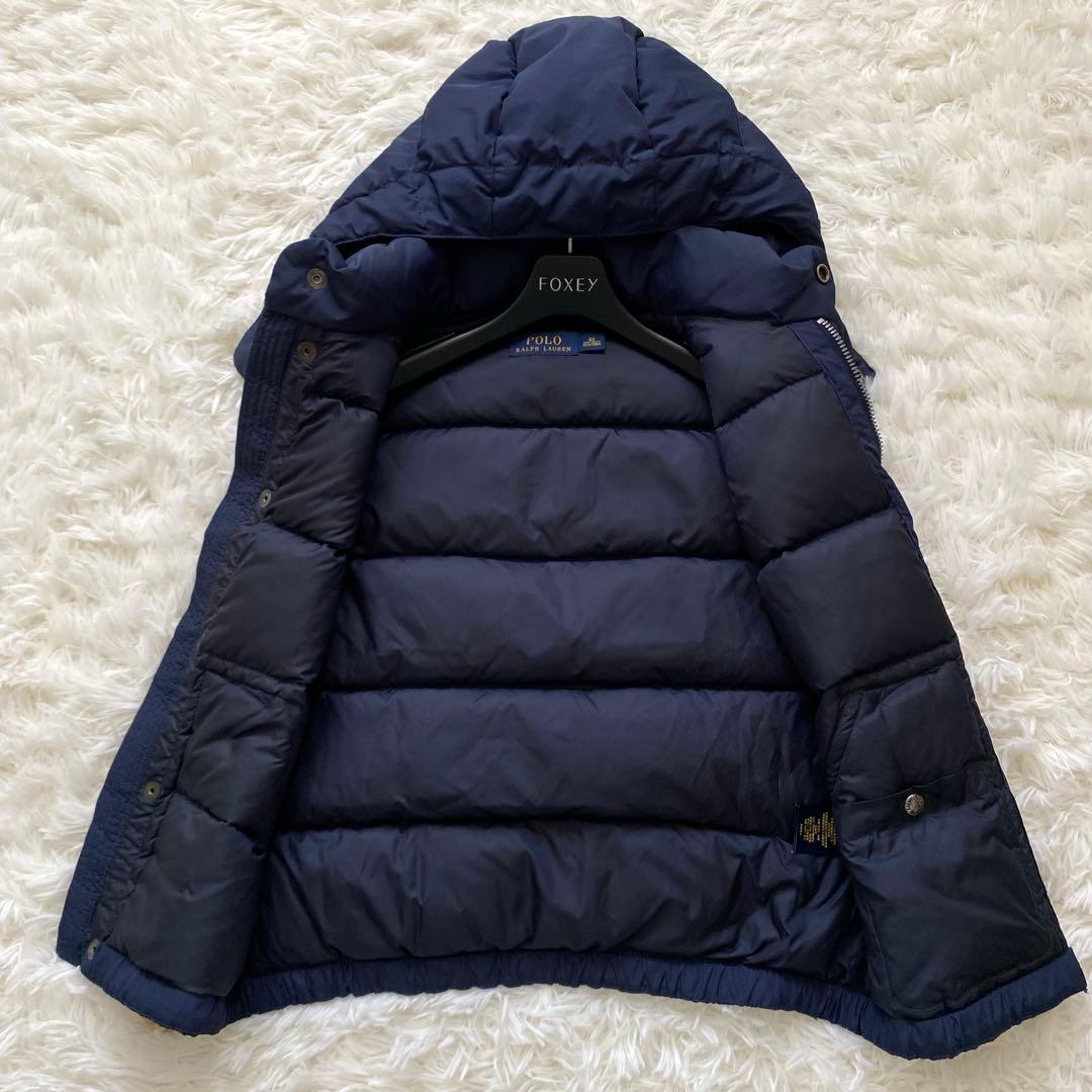 【2way】ポロラルフローレン　ダウンベスト　ポニー刺繍　フード　ネイビー