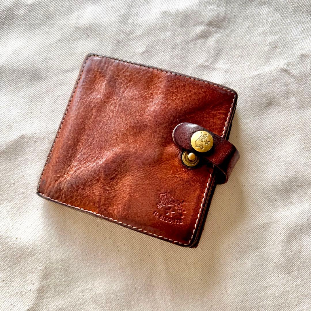 【メンテ済み】イルビゾンテ 二つ折り財布 コンチョ ヌメ 革 エイジング