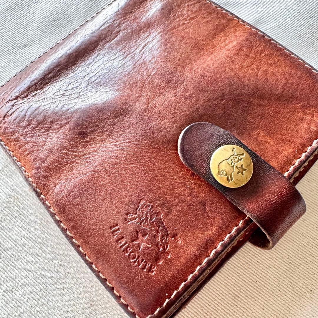 【メンテ済み】イルビゾンテ 二つ折り財布 コンチョ ヌメ 革 エイジング