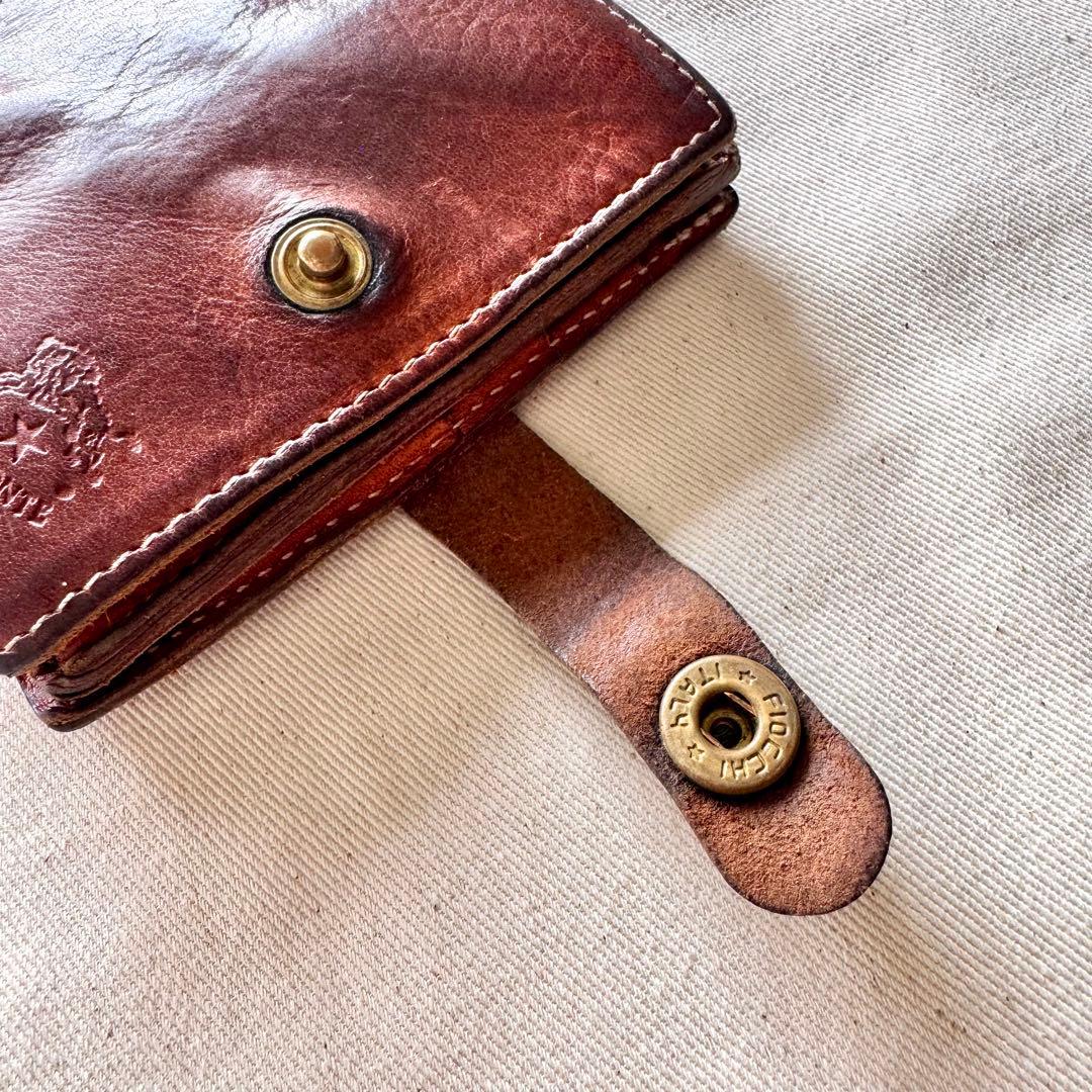 【メンテ済み】イルビゾンテ 二つ折り財布 コンチョ ヌメ 革 エイジング