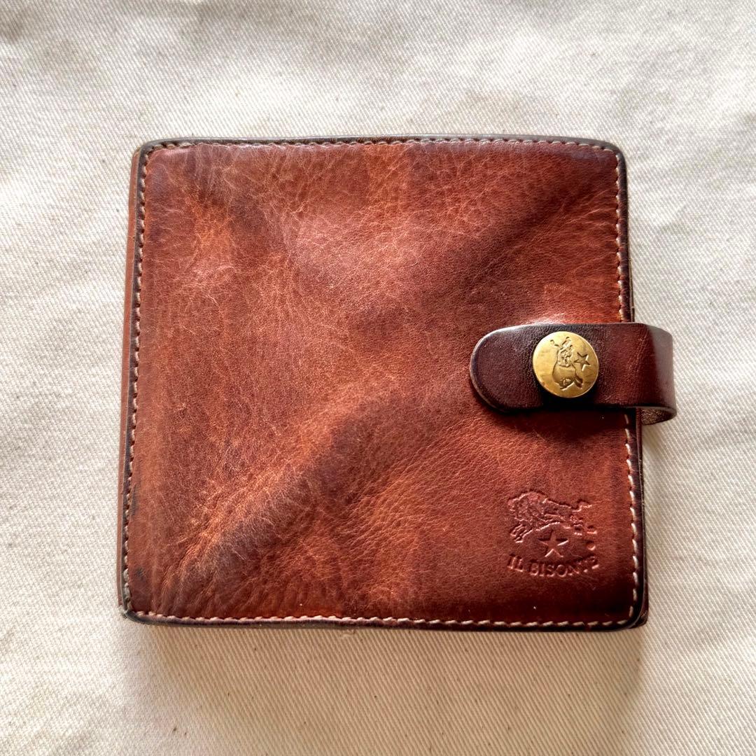 【メンテ済み】イルビゾンテ 二つ折り財布 コンチョ ヌメ 革 エイジング