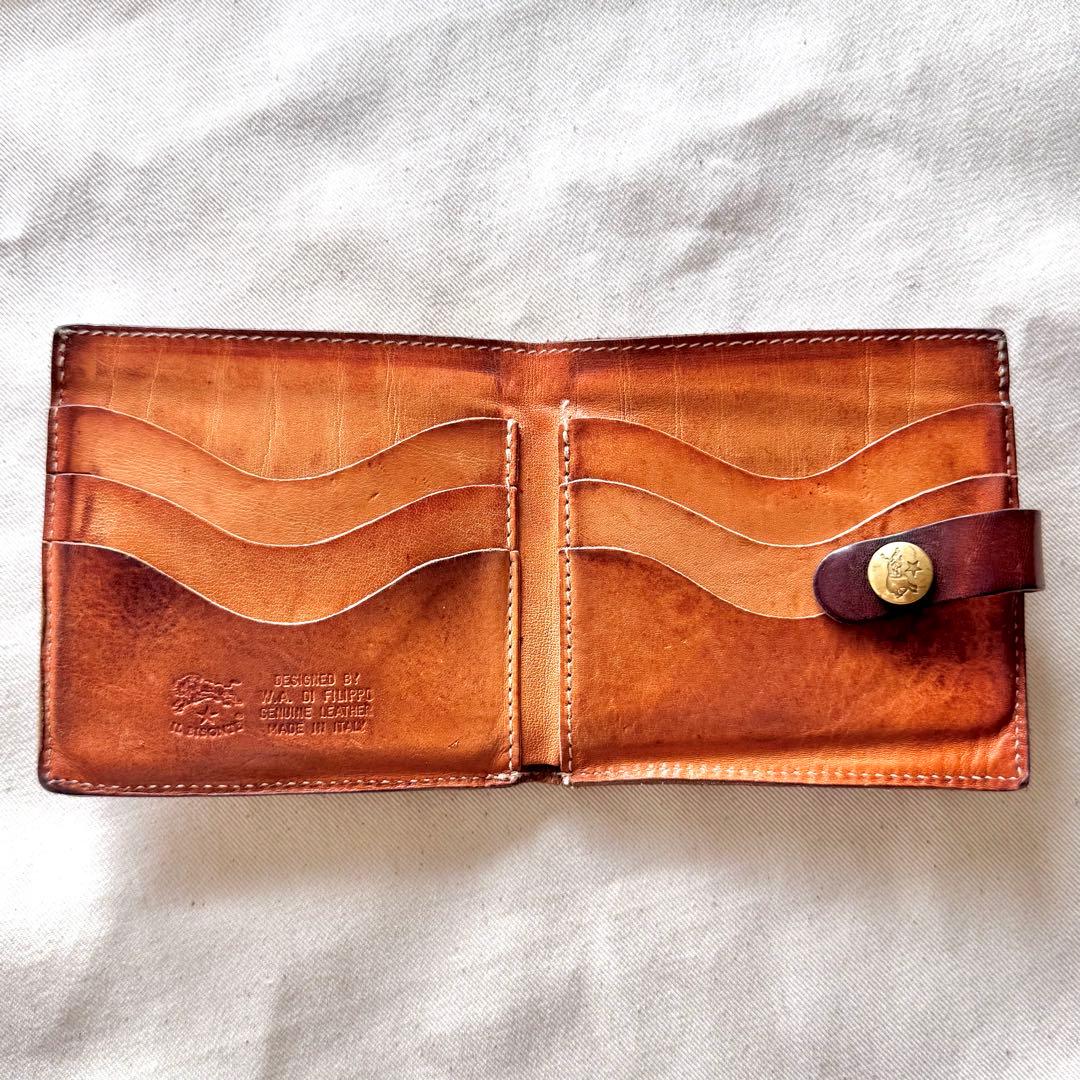 【メンテ済み】イルビゾンテ 二つ折り財布 コンチョ ヌメ 革 エイジング